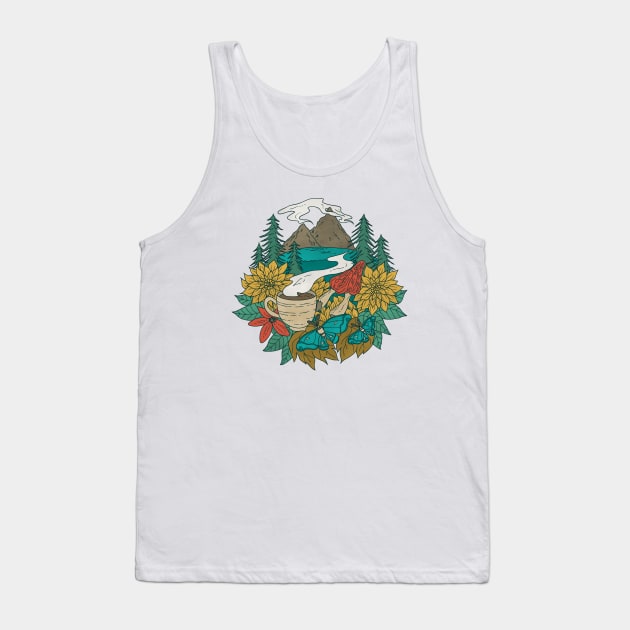 Pacific Northwest Coffee and Nature Tank Top by Tamara Lance